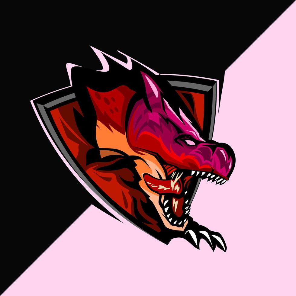 dinosaurussen hoofd mascotte logo gaming, illustratie dino vector