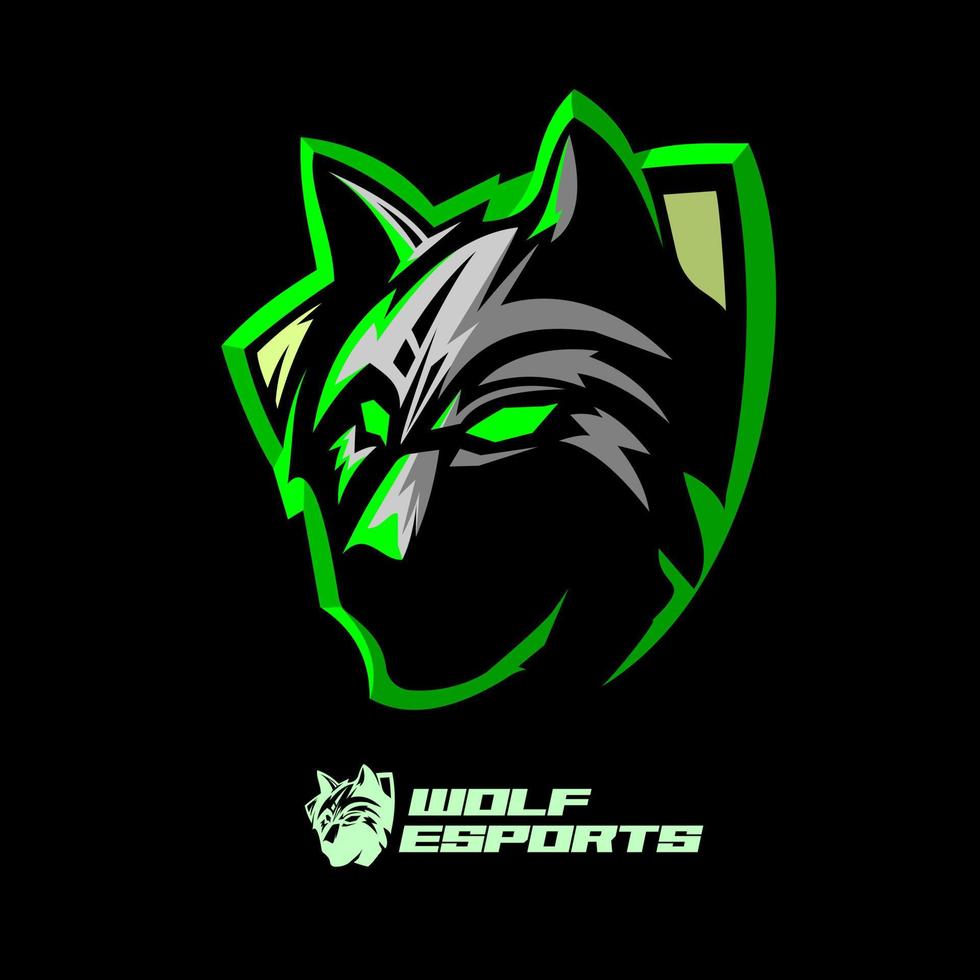 wolf hoofd mascotte logo gaming, illustratie wolf vector
