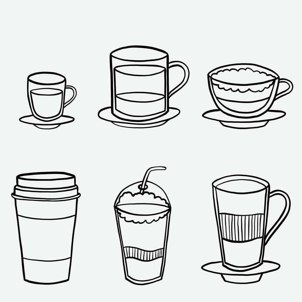 doodle uit de vrije hand schets tekening van koffiekopje. v vector