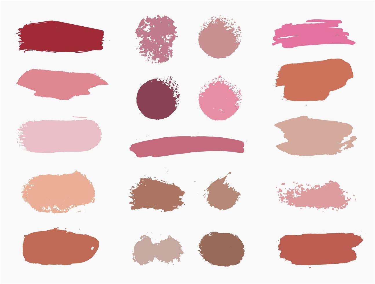 vector set van vector stalen make-up slagen. schoonheid cosmetische borstel vlekken uitstrijkje, make-up lijnen collectie, lippenstift textuur geïsoleerd. hand getekende illustratie