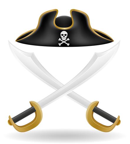 piraat hoed tricorn en zwaard vectorillustratie vector