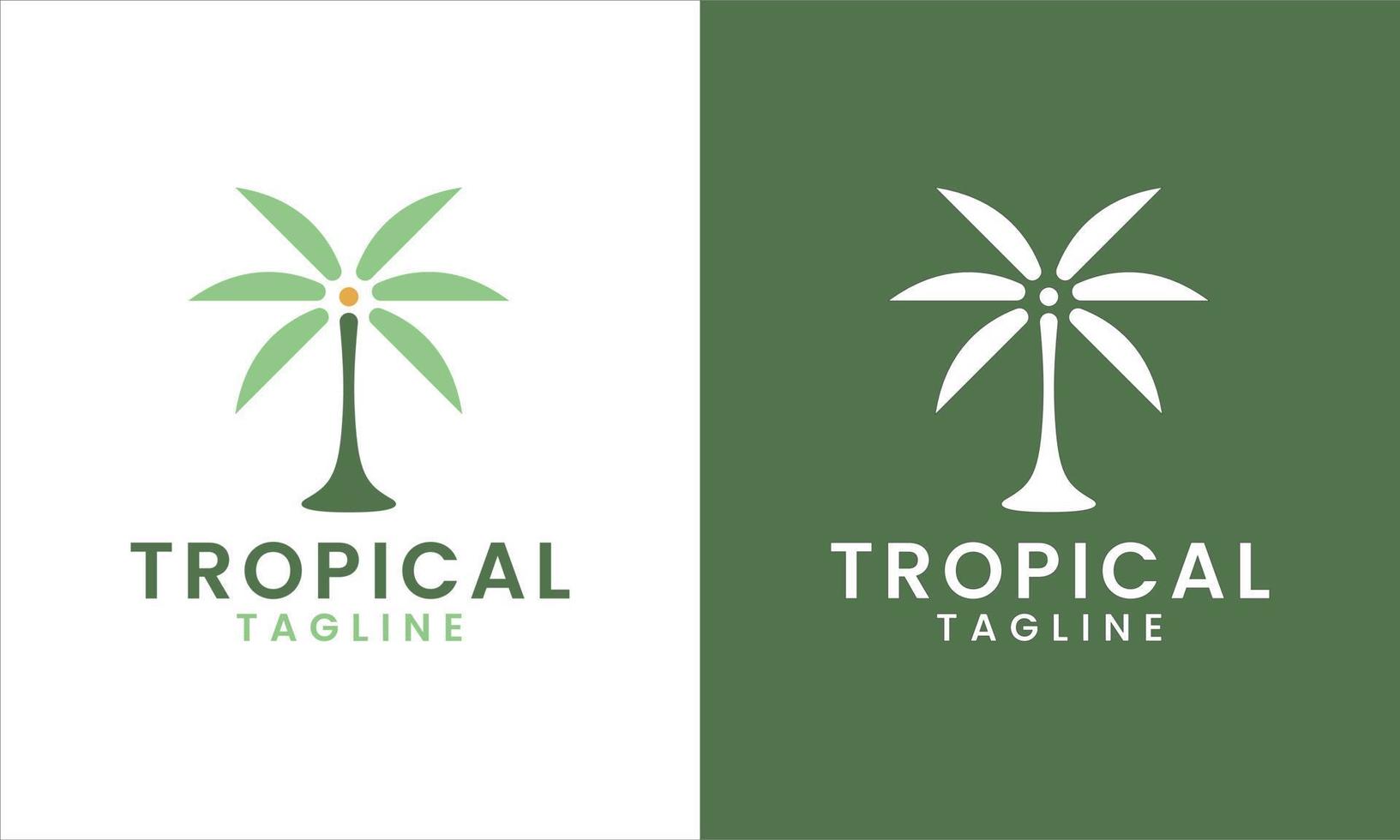 tropische zomer palmboom logo ontwerp en pictogrammalplaatje. vector
