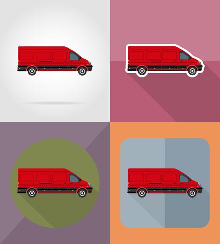 mini-bus plat pictogrammen vector illustratie