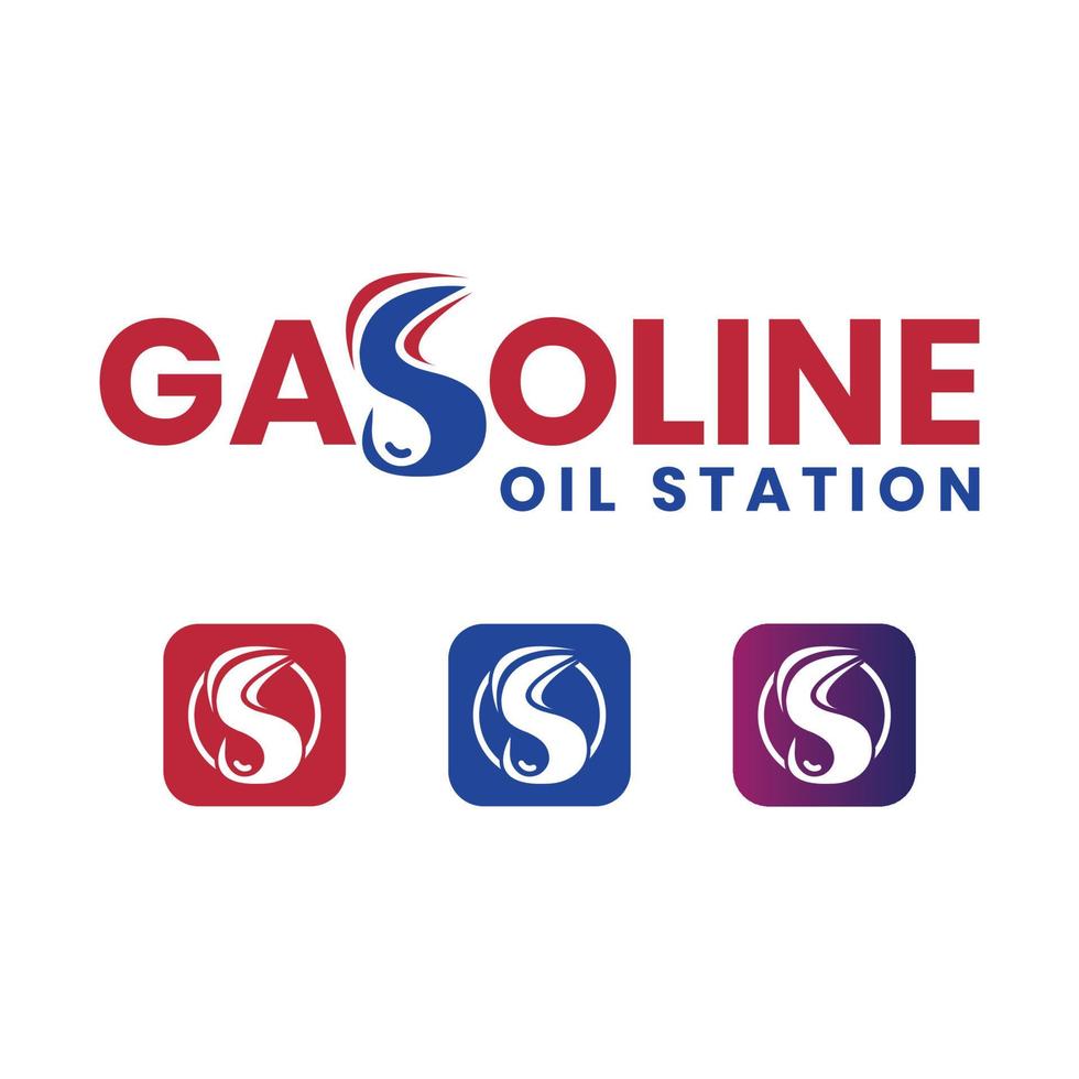 benzine olie station logo ontwerp en app pictogram vector ontwerpsjabloon