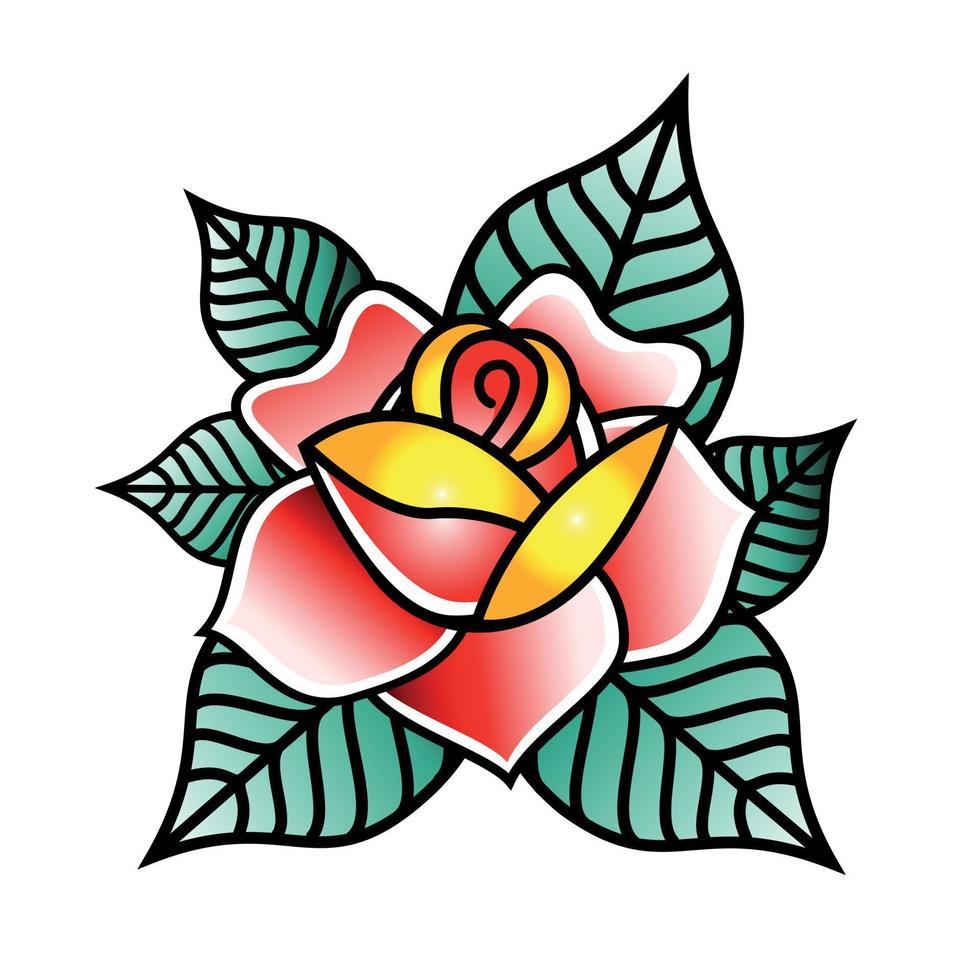 roos in old school tattoo-stijl. vector illustratie