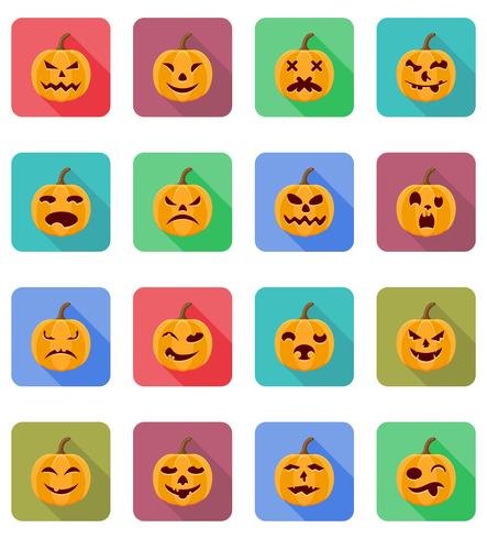 Halloween pompoen plat pictogrammen vector illustratie