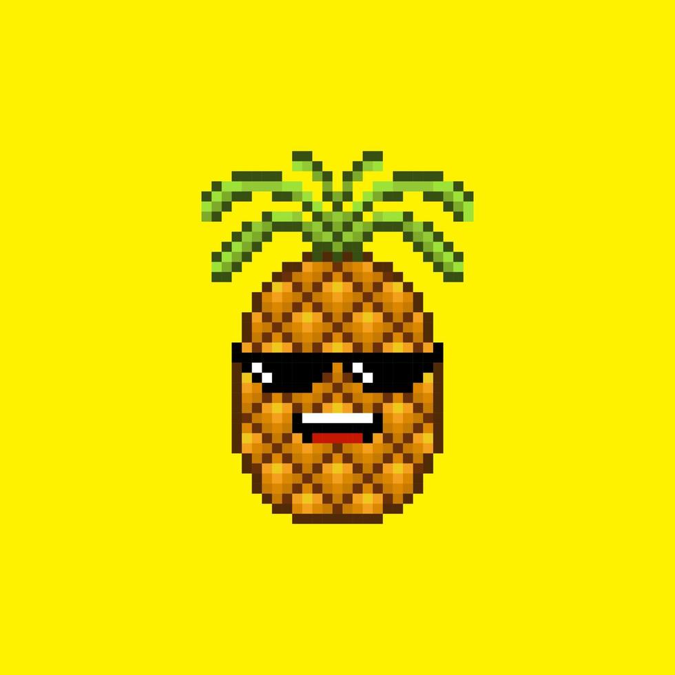 pixel art ananas karakter vector