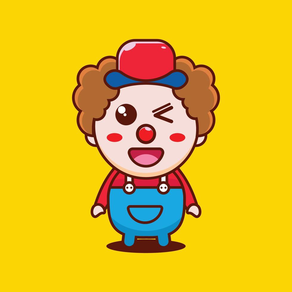 cartoon schattige kleine clown knipogen, vector pictogram illustratie