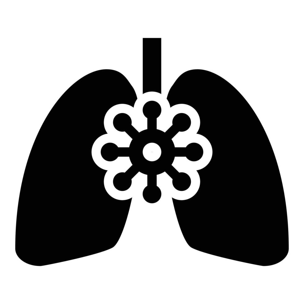 coronavirus beschadigde longen virus corona atack eten long concept covid 19 geïnfecteerde tuberculose pictogram zwarte kleur vectorillustratie vector