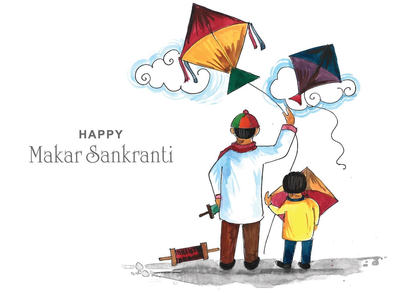 makar sankranti-viering met kleurrijk vliegersontwerp vector