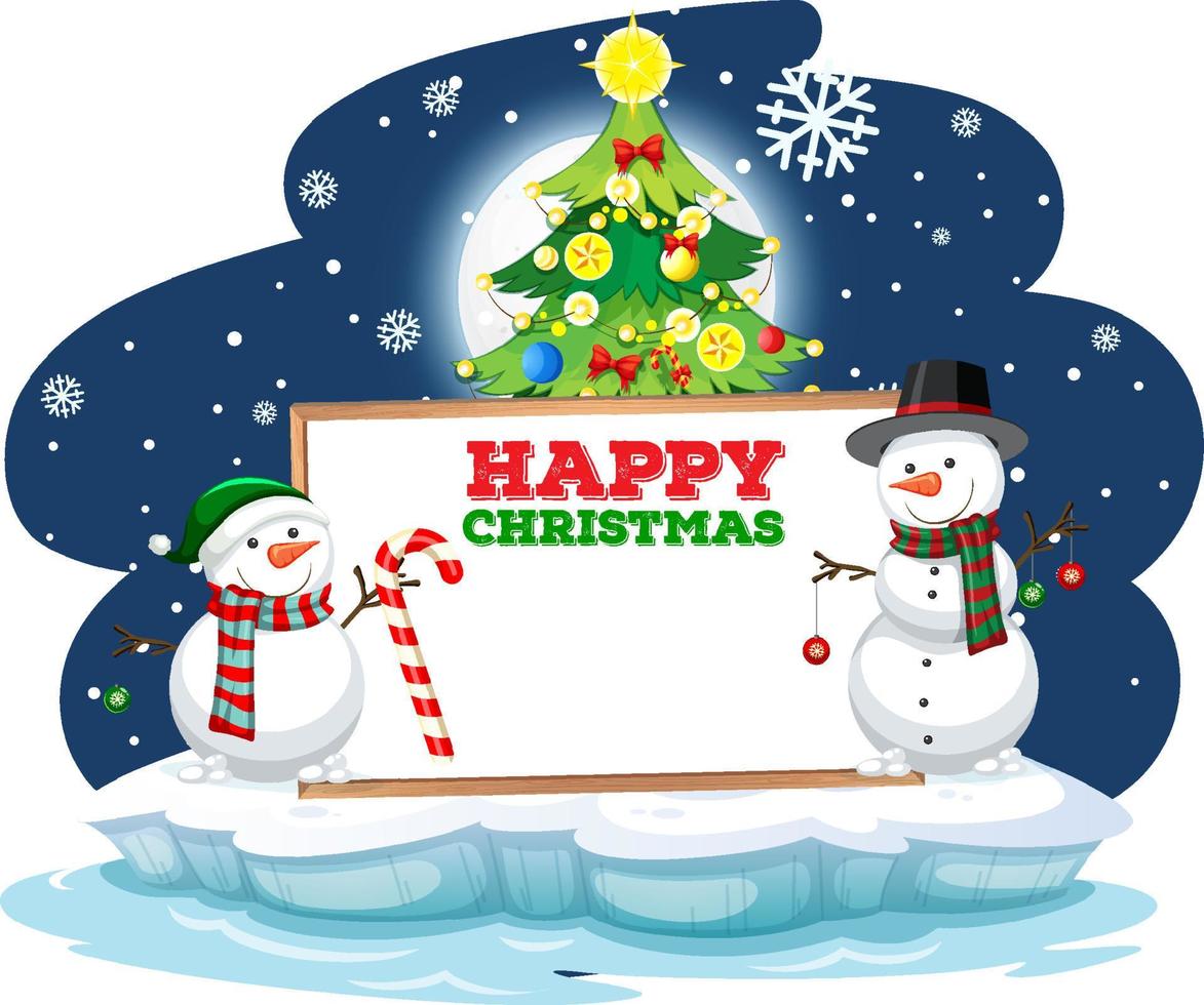 lege banner met sneeuwmannen en happy christmas-logo vector