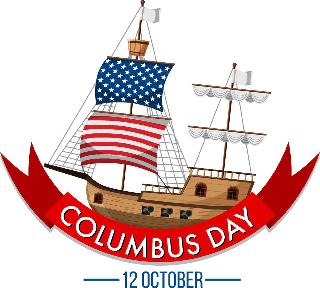 columbus day banner met vlaggenschip vector