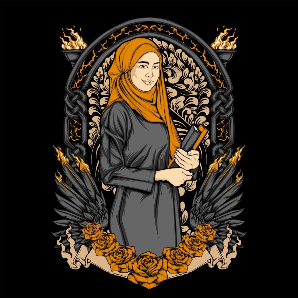 ramadhan hijab meisje illustratie vector