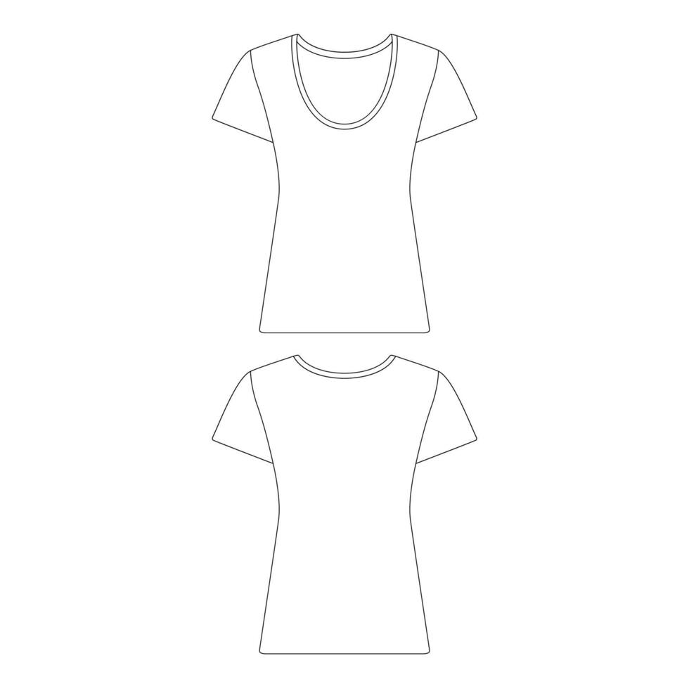 sjabloon slim fit t-shirt vrouwen illustratie plat schets ontwerp schets vector