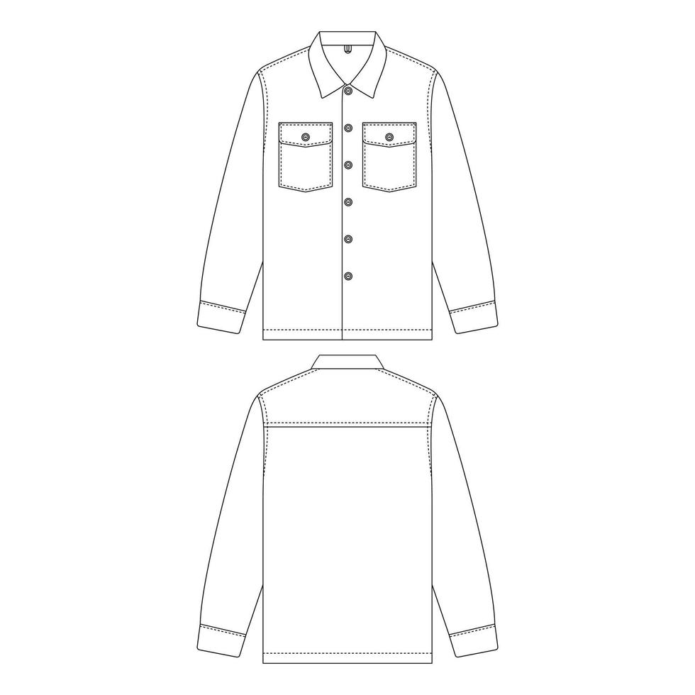 sjabloon werkshirt met lange mouwen vector illustratie plat ontwerp overzicht kleding collectie