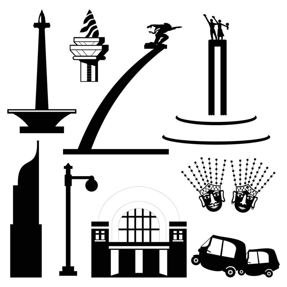 jakarta pictogram vector silhouet vector