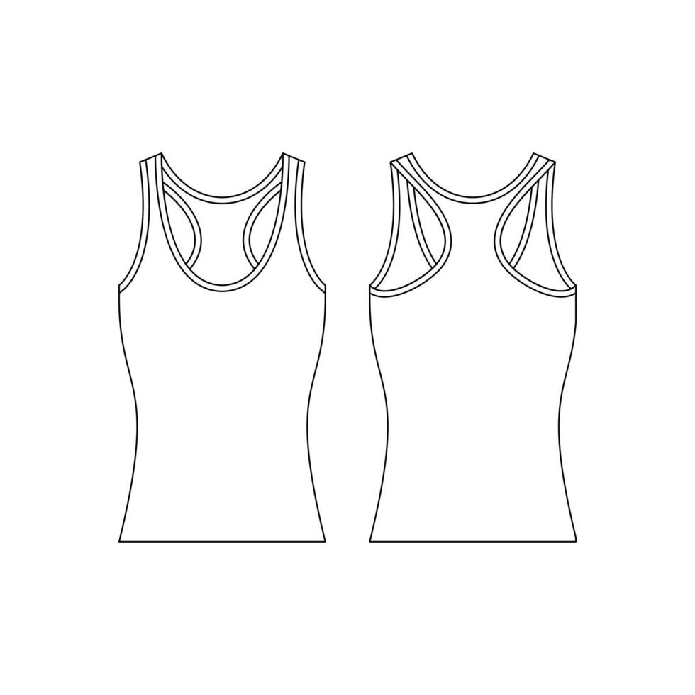 sjabloon vrouwen tank top vector illustratie plat ontwerp schets sjabloon kleding collectie