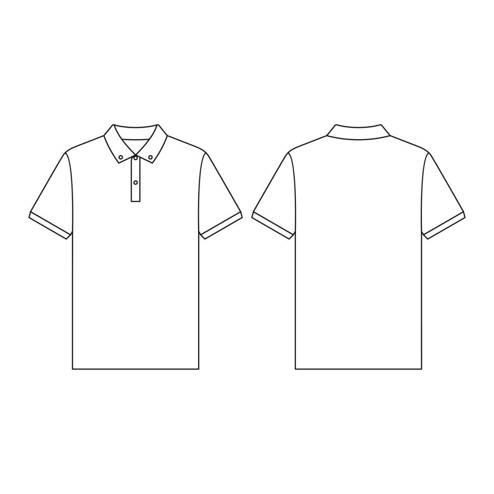 sjabloon poloshirt knop ingedrukt vector illustratie plat ontwerp schets sjabloon kleding collectie