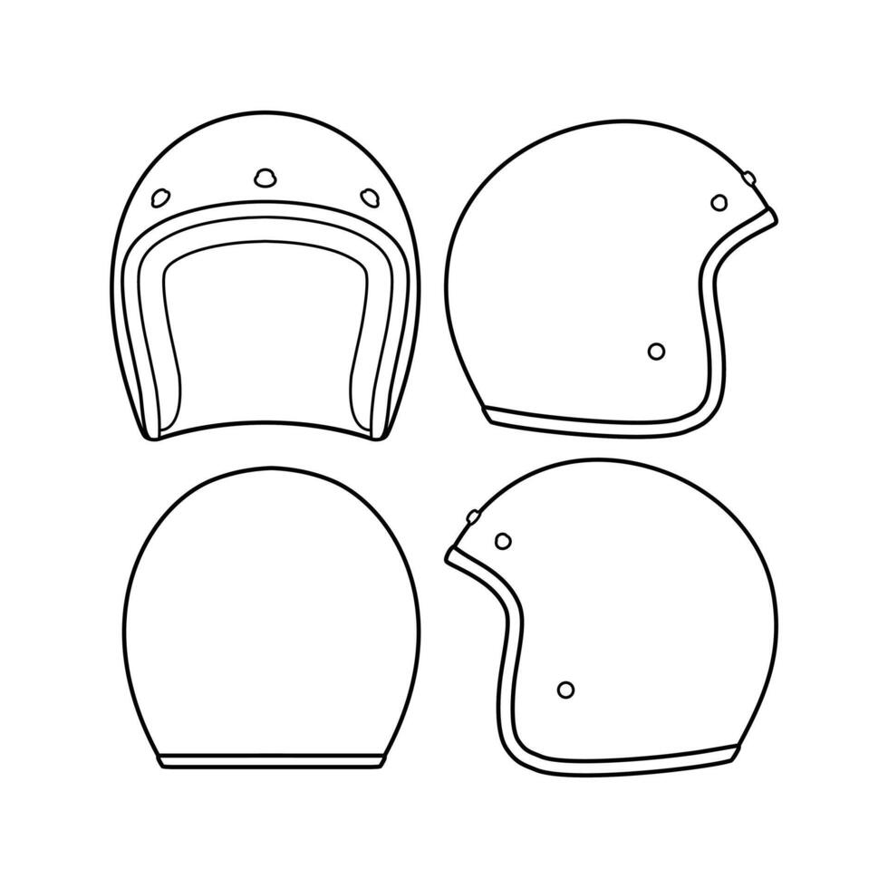 helm half gezicht vector illustratie platte omtrek sjabloon kleding collectie hoed