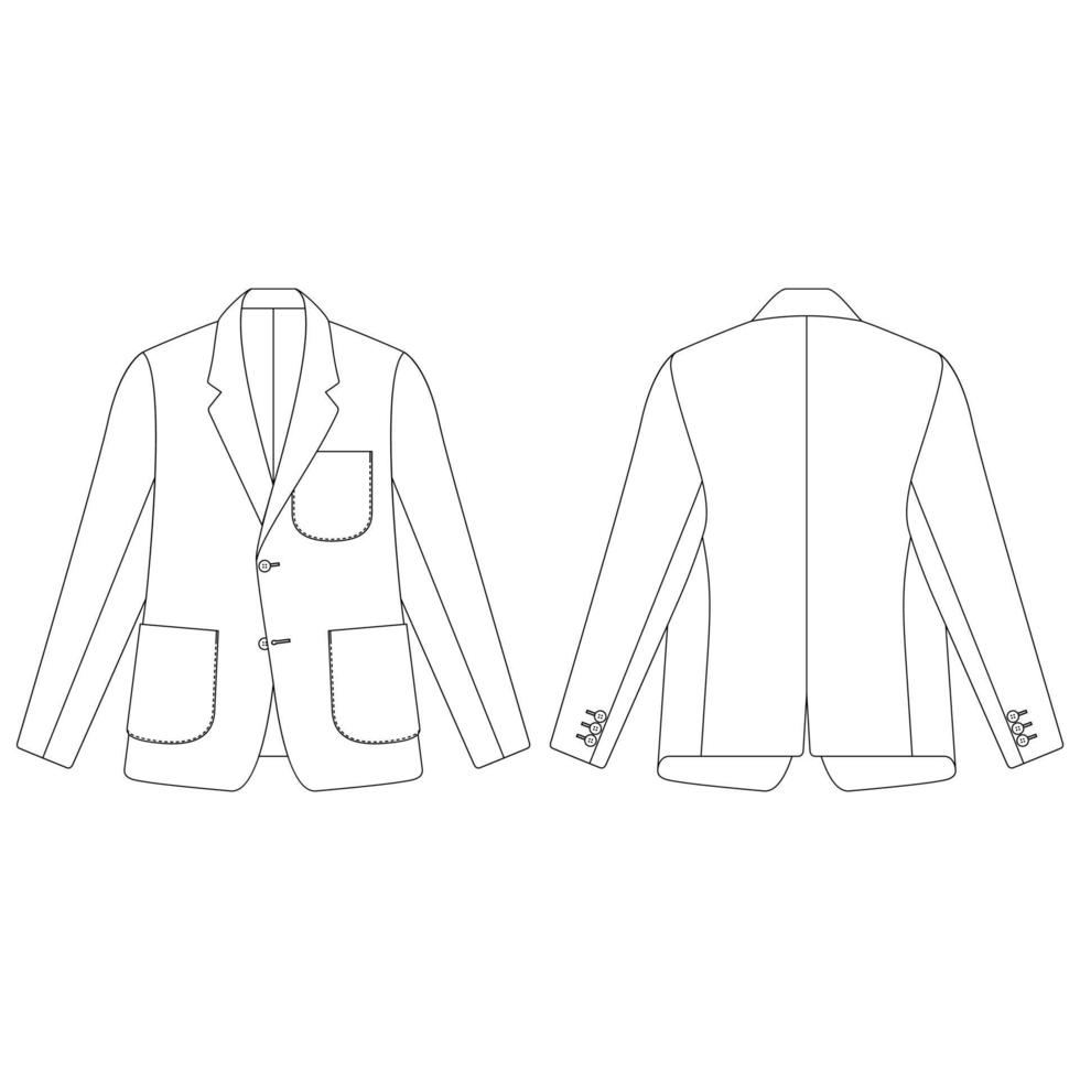 sjabloon opgezette zakken blazer vector illustratie plat ontwerp omtrek kleding