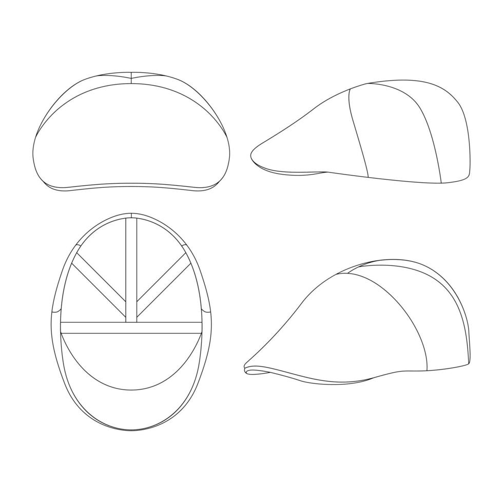 sjabloon ademend platte pet vector illustratie platte schets ontwerp overzicht hoofddeksels