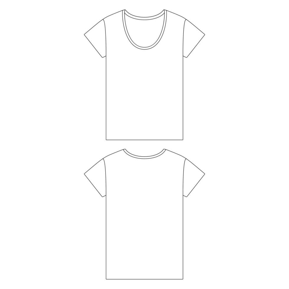 sjabloon loszittende t-shirt vrouwen vector illustratie platte schets ontwerp schets