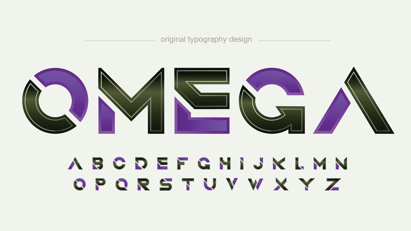 zwart en paars gesneden abstract lettertype vector