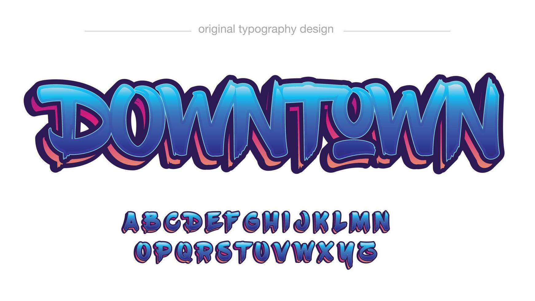 neon blauwe penseelstreek graffiti 3d typografie vector