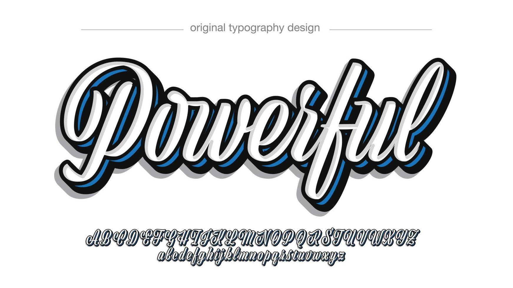 wit en blauw vet cursief artistiek lettertype vector