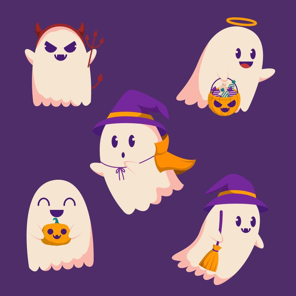 happy halloween trick or treat ghost object element party voor uitnodiging, banner of webpagina. vector