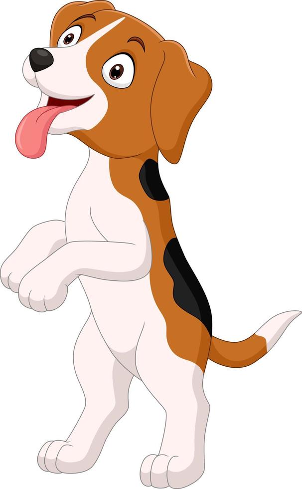 cartoon grappige hond staande geïsoleerd op een witte achtergrond vector