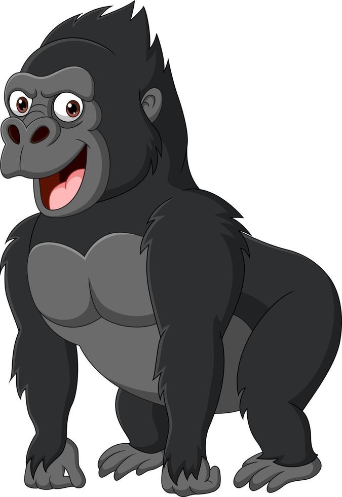 cartoon grappige gorilla op witte achtergrond vector