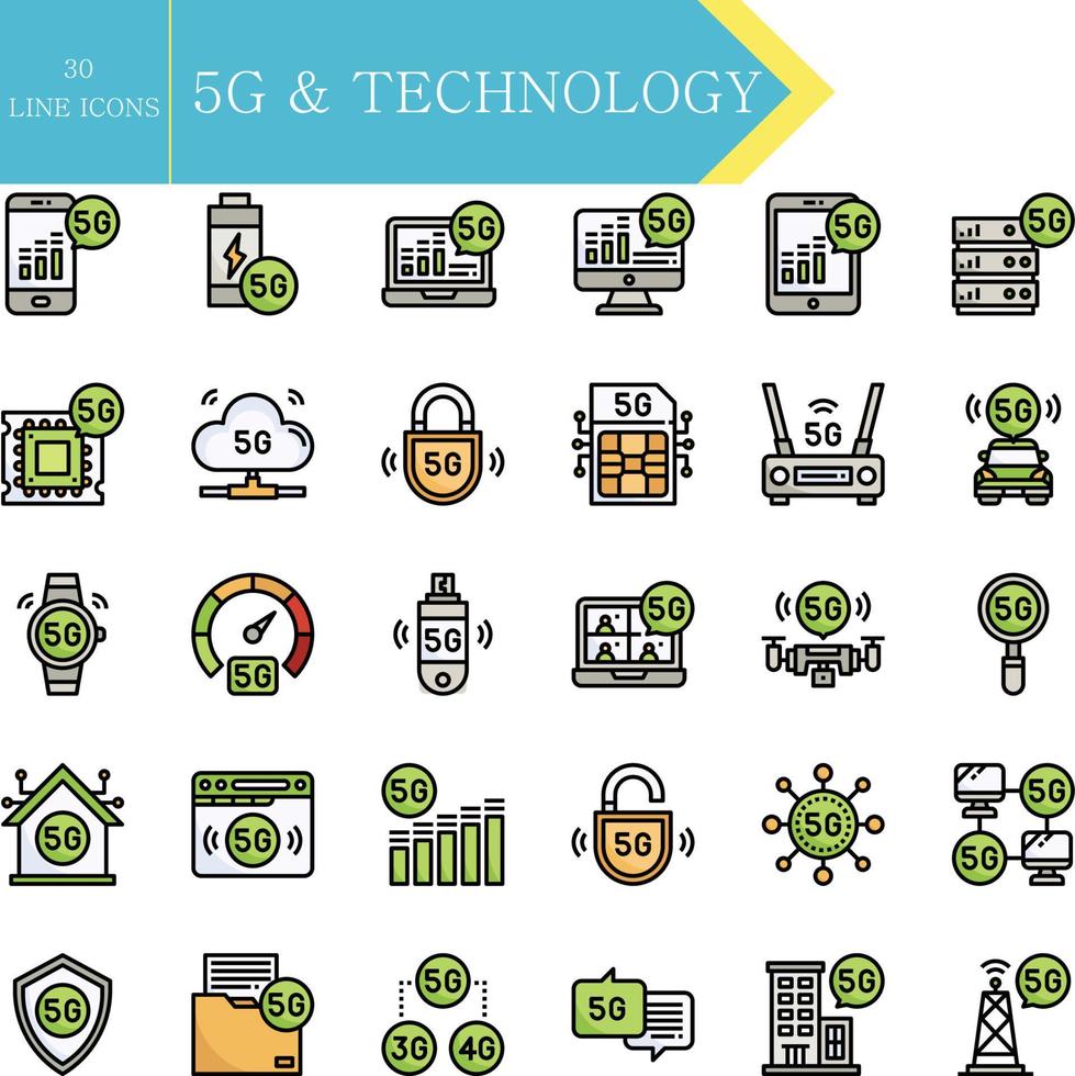 5g technologie iconen vector