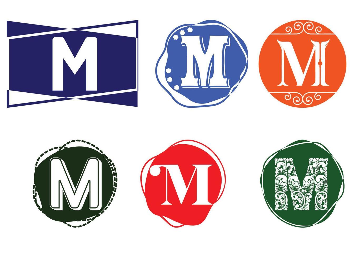 m brief logo en pictogram ontwerpsjabloon vector