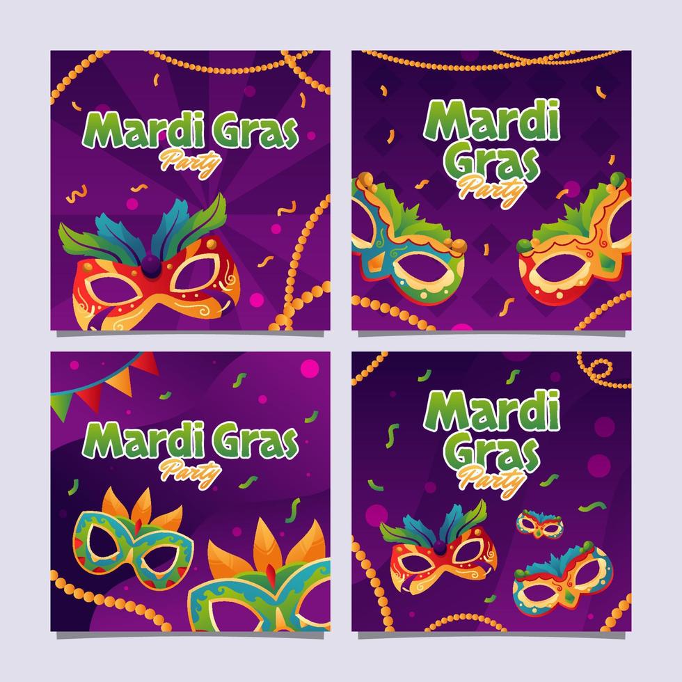 mardi gras maskerade feestkaarten vector