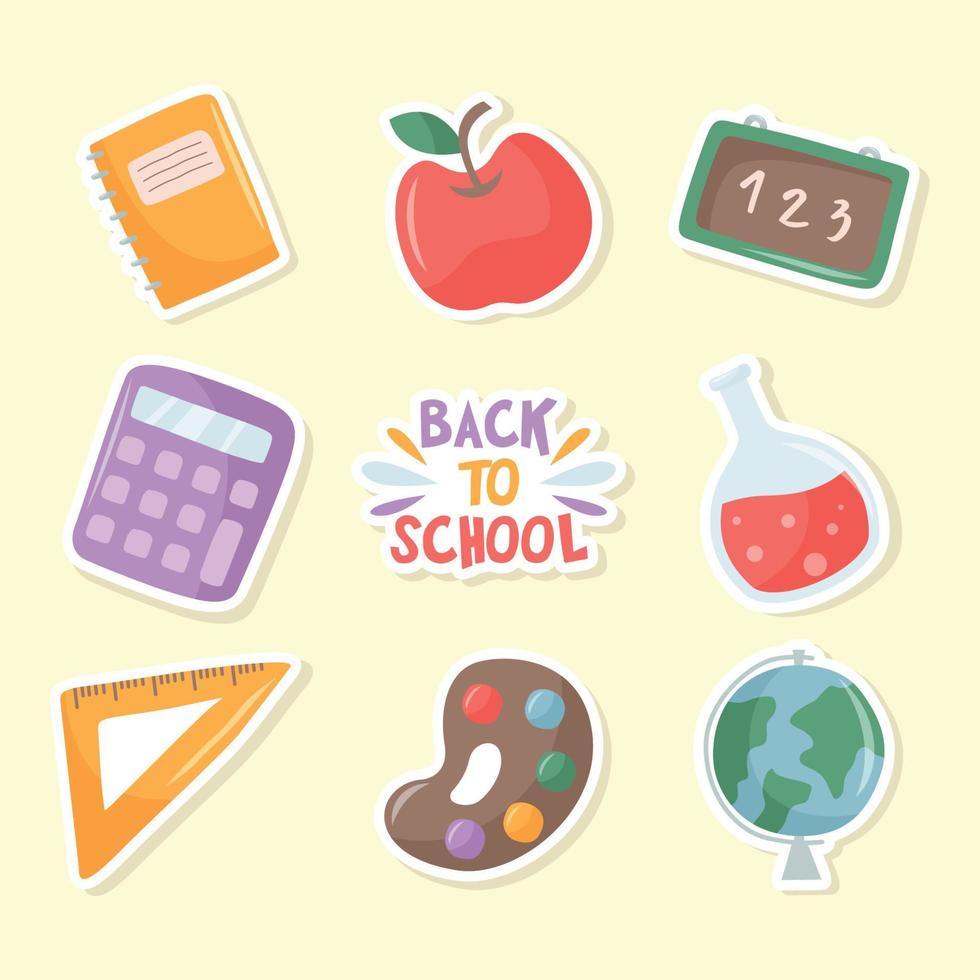 set terug naar school stickers vector