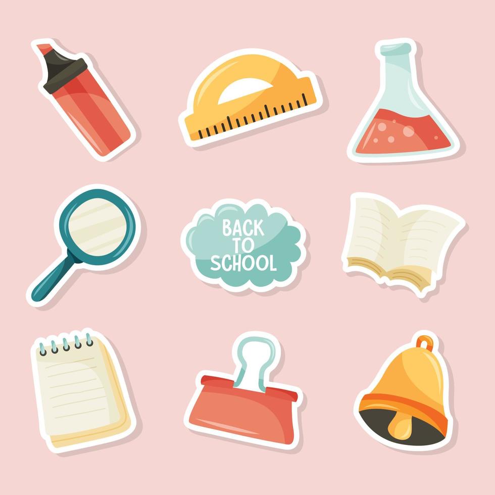 terug naar school dagboekstickers vector