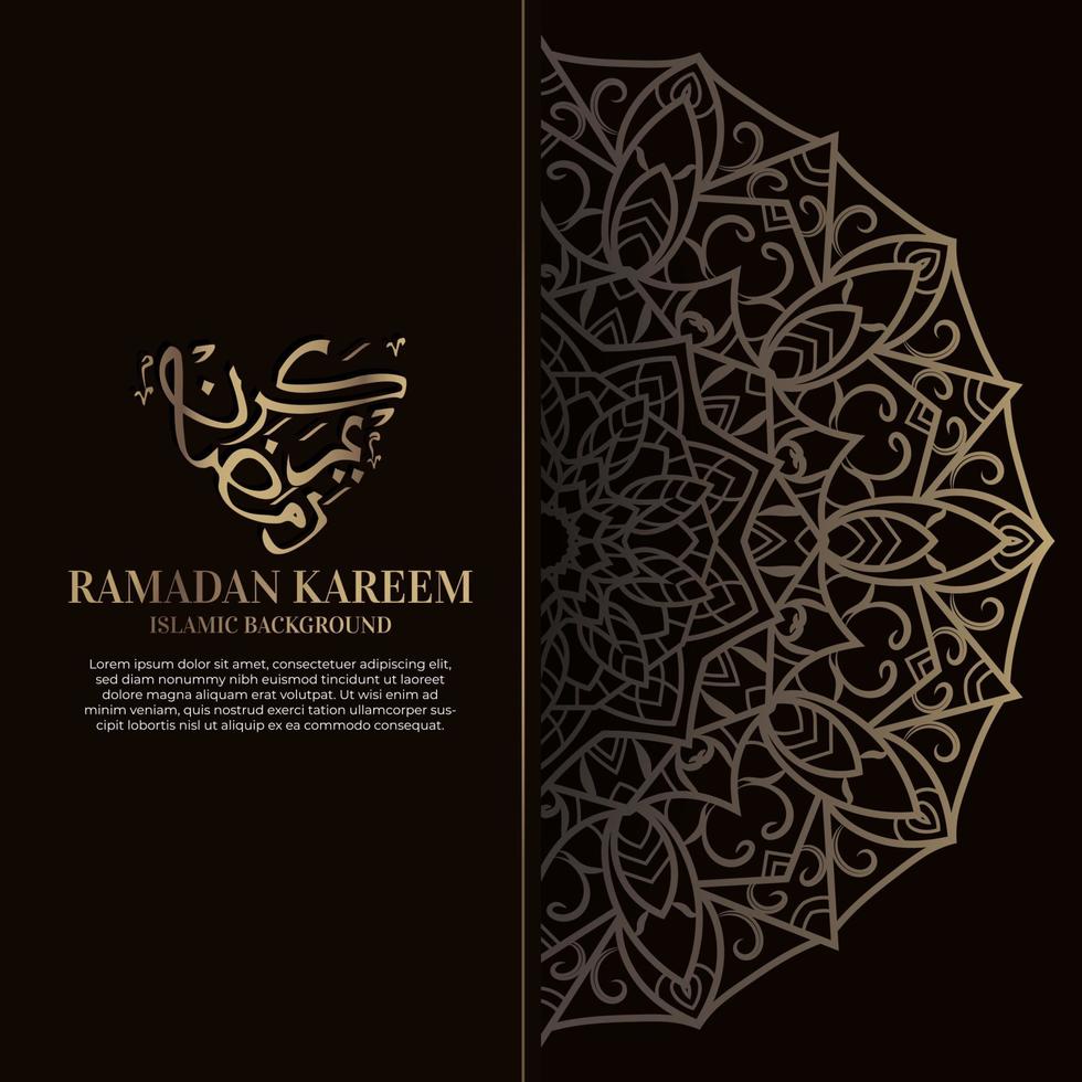 ramadan kareem. islamitisch achtergrondontwerp met Arabische kalligrafie en ornamentmandala. vector