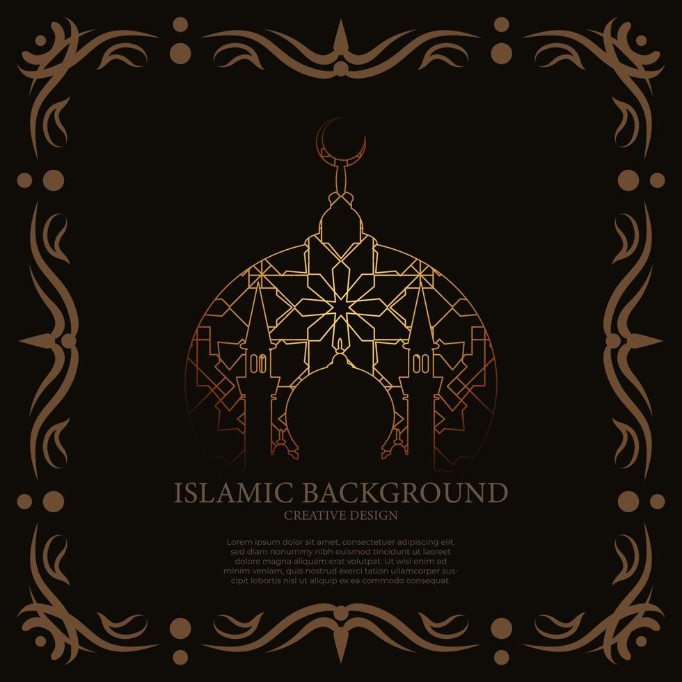 islamitische wenskaart met ornament of bloemenframe ontwerp achtergrond vector