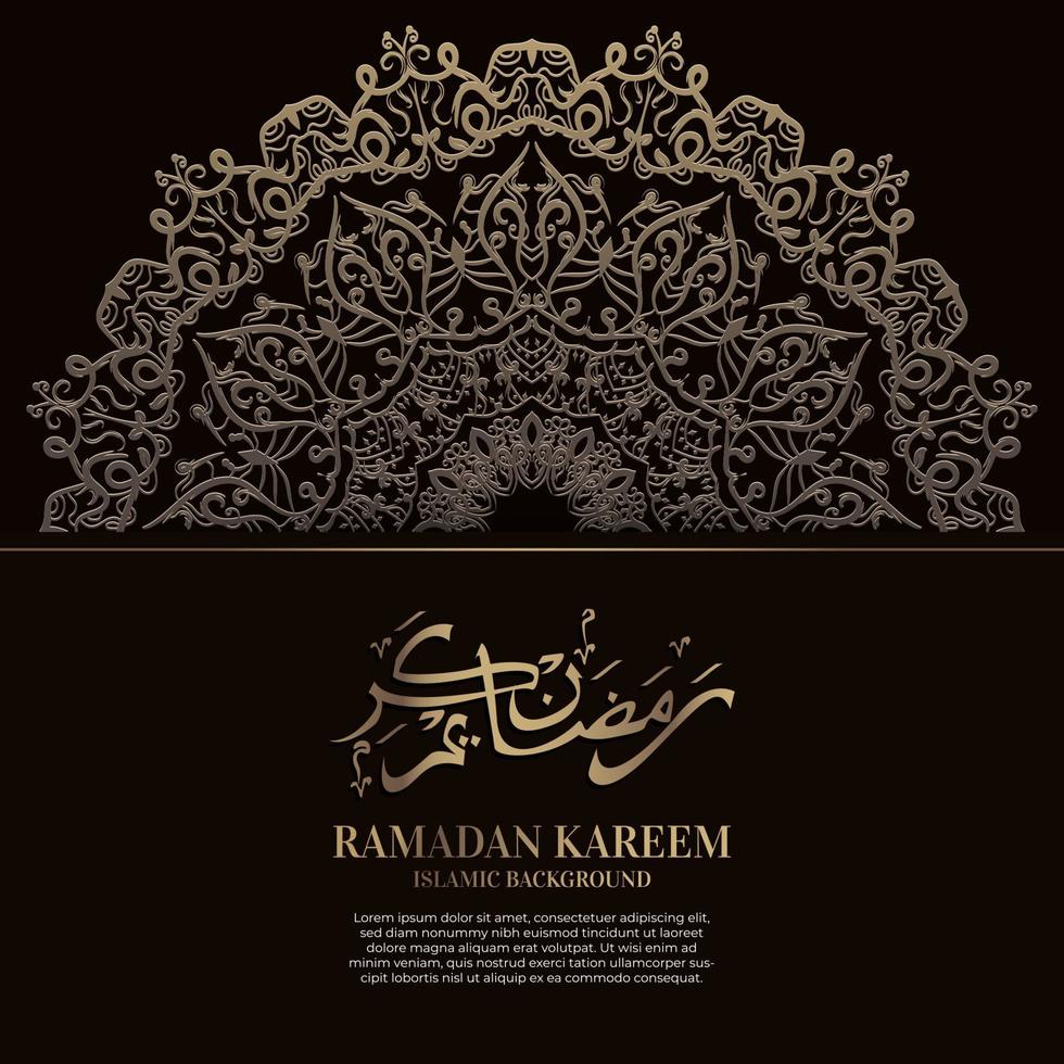 ramadan kareem. islamitisch achtergrondontwerp met Arabische kalligrafie en ornamentmandala. vector