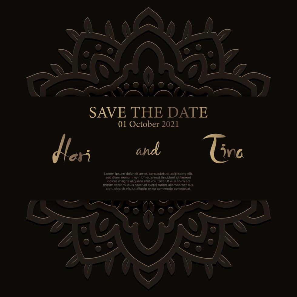 bruiloft uitnodiging wenskaart met ornament of mandala ontwerp achtergrond. vector
