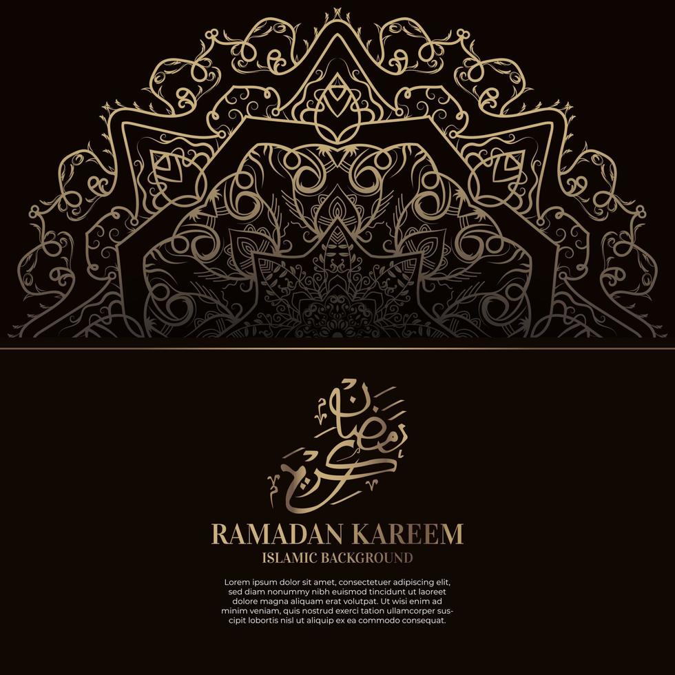 ramadan kareem. islamitisch achtergrondontwerp met Arabische kalligrafie en ornamentmandala. vector