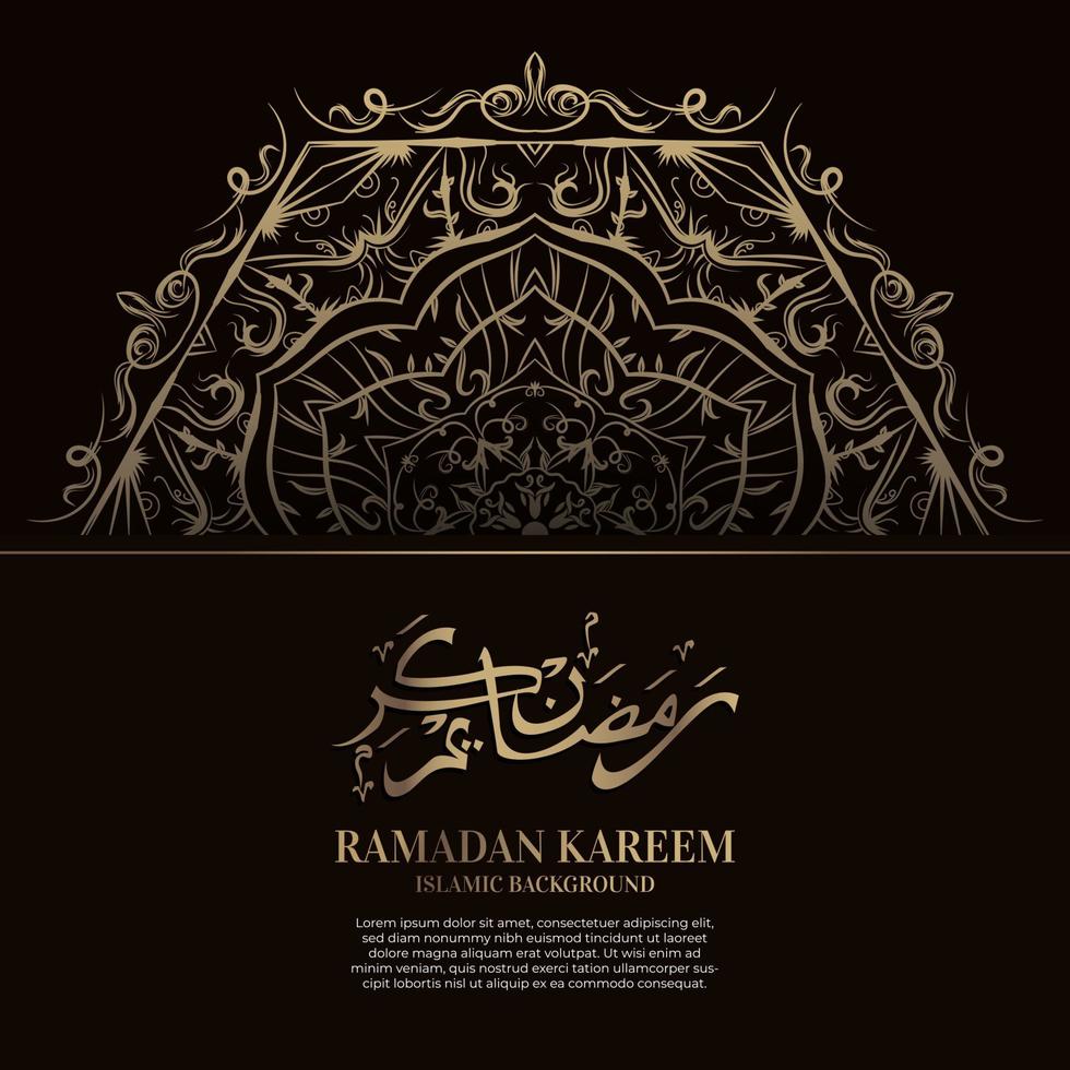 ramadan kareem. islamitisch achtergrondontwerp met Arabische kalligrafie en ornamentmandala. vector