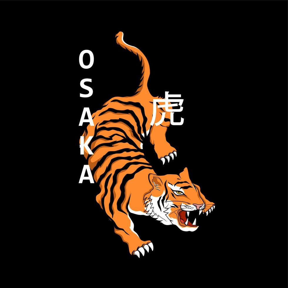 tijger in japanse stijl voor t-shirt vector