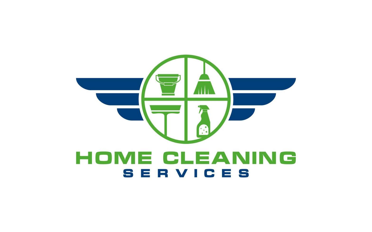 creatieve schoonmaak thuisdiensten concept logo ontwerpsjabloon vector