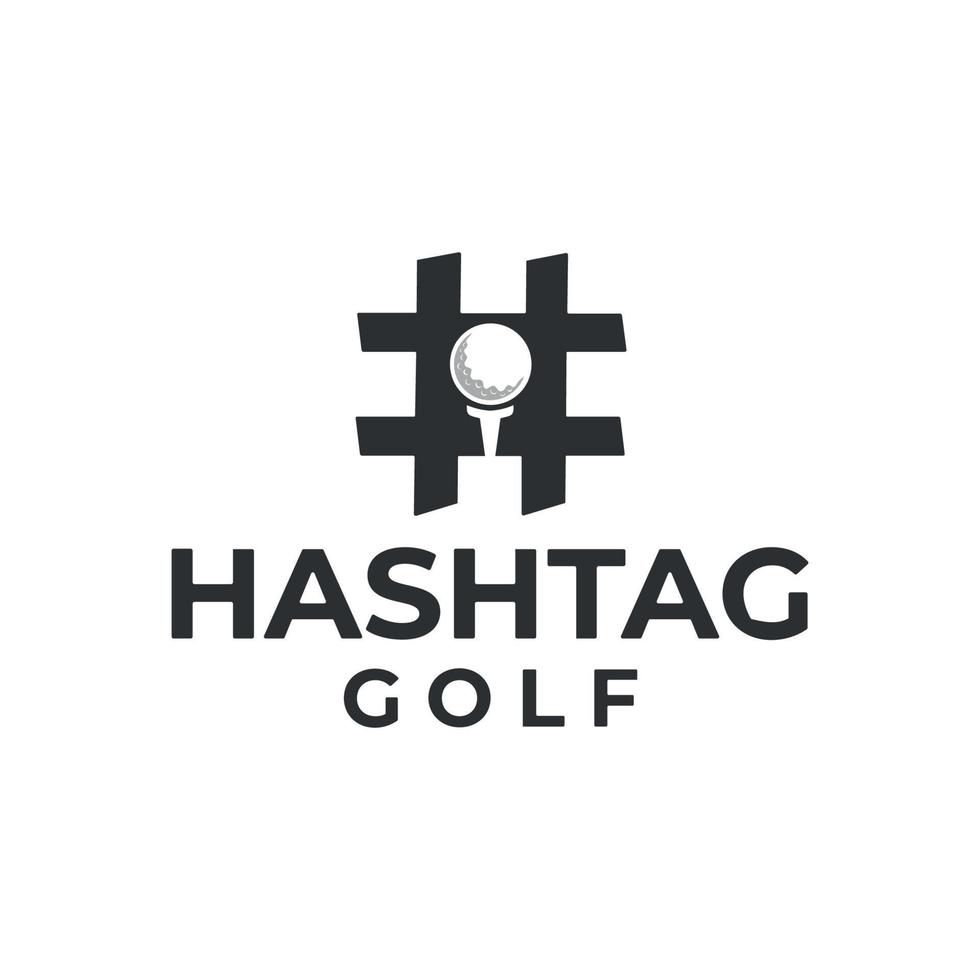 golf hashtag-logo dat gebruik maakt van negatieve ruimte vector