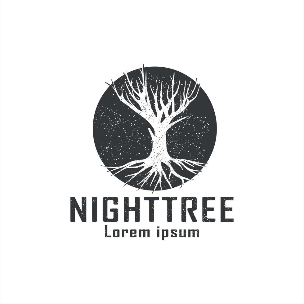 sterrennacht boom logo ontwerp vector