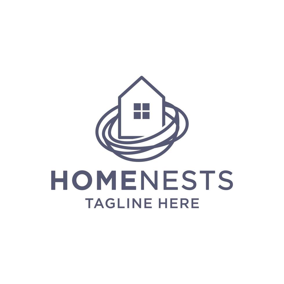 illustratie van een huisbord gebouwd op een vogelnest betekent een logo-ontwerp voor een huis dat rustig en comfortabel is om in te wonen vector