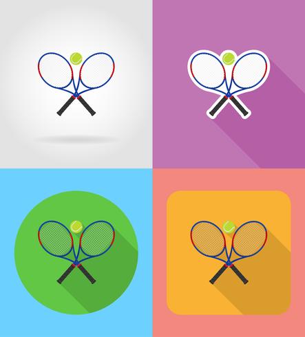 tennisracket en bal plat pictogrammen vector illustratie