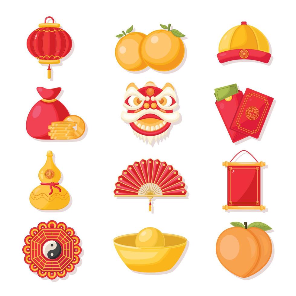 chinees nieuwjaar pictogrammen illustratie vector